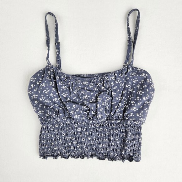 Hollister Womens Crop Top Size S Blue Floral - Picture 2 of 7